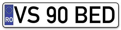 Placuta inmatriculare numar auto  VS-90-BED, VS 90 BED, VS90BED