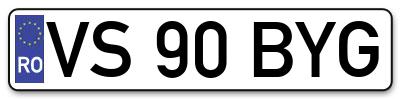 Placuta inmatriculare numar auto  VS-90-BYG, VS 90 BYG, VS90BYG