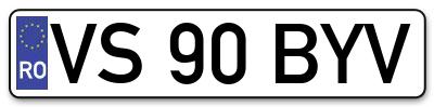 Placuta inmatriculare numar auto  VS-90-BYV, VS 90 BYV, VS90BYV