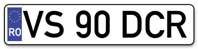 Placuta inmatriculare numar auto  VS-90-DCR, VS 90 DCR, VS90DCR