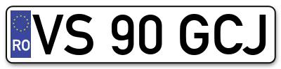 Placuta inmatriculare numar auto  VS-90-GCJ, VS 90 GCJ, VS90GCJ