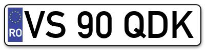 Placuta inmatriculare numar auto  VS-90-QDK, VS 90 QDK, VS90QDK