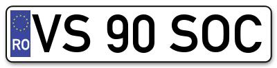 Placuta inmatriculare numar auto  VS-90-SOC, VS 90 SOC, VS90SOC