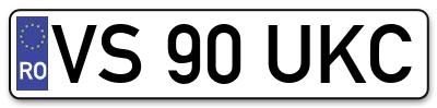 Placuta inmatriculare numar auto  VS-90-UKC, VS 90 UKC, VS90UKC