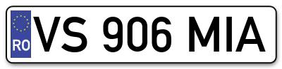 Placuta inmatriculare numar auto  VS-906-MIA, VS 906 MIA, VS906MIA