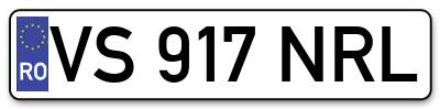 Placuta inmatriculare numar auto  VS-917-NRL, VS 917 NRL, VS917NRL