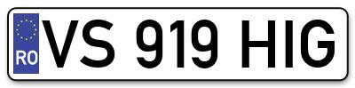 Placuta inmatriculare numar auto  VS-919-HIG, VS 919 HIG, VS919HIG