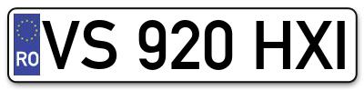 Placuta inmatriculare numar auto  VS-920-HXI, VS 920 HXI, VS920HXI