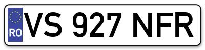 Placuta inmatriculare numar auto  VS-927-NFR, VS 927 NFR, VS927NFR