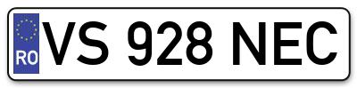 Placuta inmatriculare numar auto  VS-928-NEC, VS 928 NEC, VS928NEC