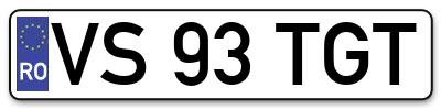 Placuta inmatriculare numar auto  VS-93-TGT, VS 93 TGT, VS93TGT