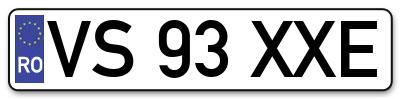 Placuta inmatriculare numar auto  VS-93-XXE, VS 93 XXE, VS93XXE
