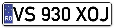 Placuta inmatriculare numar auto  VS-930-XOJ, VS 930 XOJ, VS930XOJ