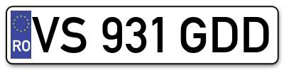 Placuta inmatriculare numar auto  VS-931-GDD, VS 931 GDD, VS931GDD