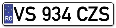 Placuta inmatriculare numar auto  VS-934-CZS, VS 934 CZS, VS934CZS