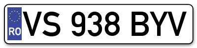 Placuta inmatriculare numar auto  VS-938-BYV, VS 938 BYV, VS938BYV