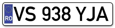 Placuta inmatriculare numar auto  VS-938-YJA, VS 938 YJA, VS938YJA
