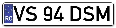 Placuta inmatriculare numar auto  VS-94-DSM, VS 94 DSM, VS94DSM