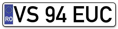 Placuta inmatriculare numar auto  VS-94-EUC, VS 94 EUC, VS94EUC