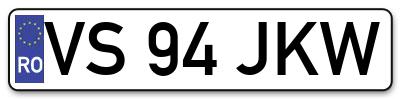 Placuta inmatriculare numar auto  VS-94-JKW, VS 94 JKW, VS94JKW