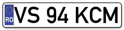 Placuta inmatriculare numar auto  VS-94-KCM, VS 94 KCM, VS94KCM