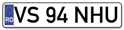 Placuta inmatriculare numar auto  VS-94-NHU, VS 94 NHU, VS94NHU