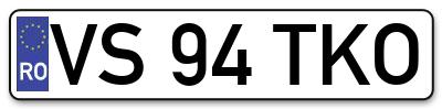 Placuta inmatriculare numar auto  VS-94-TKO, VS 94 TKO, VS94TKO