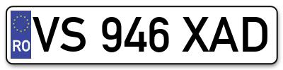 Placuta inmatriculare numar auto  VS-946-XAD, VS 946 XAD, VS946XAD