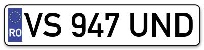 Placuta inmatriculare numar auto  VS-947-UND, VS 947 UND, VS947UND