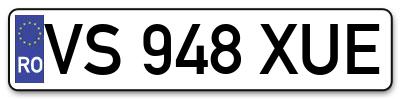 Placuta inmatriculare numar auto  VS-948-XUE, VS 948 XUE, VS948XUE