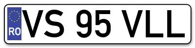 Placuta inmatriculare numar auto  VS-95-VLL, VS 95 VLL, VS95VLL