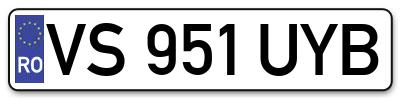 Placuta inmatriculare numar auto  VS-951-UYB, VS 951 UYB, VS951UYB