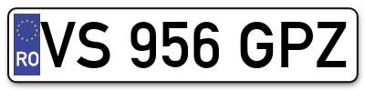 Placuta inmatriculare numar auto  VS-956-GPZ, VS 956 GPZ, VS956GPZ