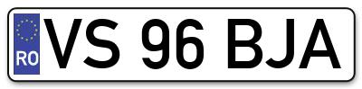 Placuta inmatriculare numar auto  VS-96-BJA, VS 96 BJA, VS96BJA