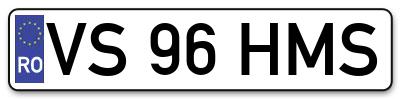 Placuta inmatriculare numar auto  VS-96-HMS, VS 96 HMS, VS96HMS