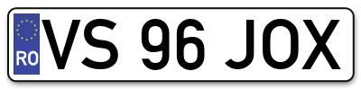 Placuta inmatriculare numar auto  VS-96-JOX, VS 96 JOX, VS96JOX