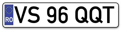 Placuta inmatriculare numar auto  VS-96-QQT, VS 96 QQT, VS96QQT