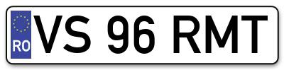 Placuta inmatriculare numar auto  VS-96-RMT, VS 96 RMT, VS96RMT