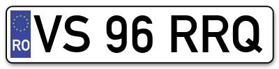 Placuta inmatriculare numar auto  VS-96-RRQ, VS 96 RRQ, VS96RRQ