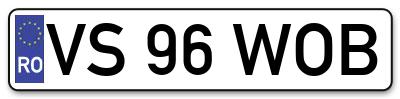Placuta inmatriculare numar auto  VS-96-WOB, VS 96 WOB, VS96WOB