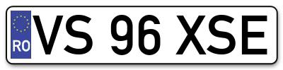 Placuta inmatriculare numar auto  VS-96-XSE, VS 96 XSE, VS96XSE