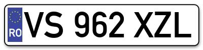 Placuta inmatriculare numar auto  VS-962-XZL, VS 962 XZL, VS962XZL