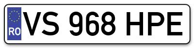Placuta inmatriculare numar auto  VS-968-HPE, VS 968 HPE, VS968HPE