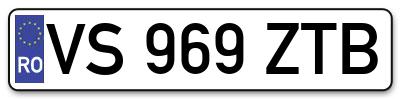 Placuta inmatriculare numar auto  VS-969-ZTB, VS 969 ZTB, VS969ZTB