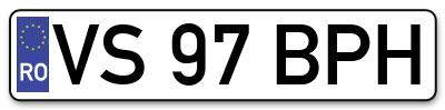 Placuta inmatriculare numar auto  VS-97-BPH, VS 97 BPH, VS97BPH