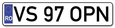 Placuta inmatriculare numar auto  VS-97-OPN, VS 97 OPN, VS97OPN