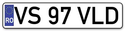 Placuta inmatriculare numar auto  VS-97-VLD, VS 97 VLD, VS97VLD