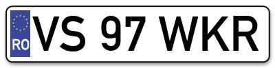 Placuta inmatriculare numar auto  VS-97-WKR, VS 97 WKR, VS97WKR