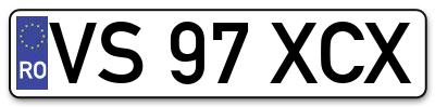 Placuta inmatriculare numar auto  VS-97-XCX, VS 97 XCX, VS97XCX