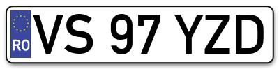 Placuta inmatriculare numar auto  VS-97-YZD, VS 97 YZD, VS97YZD